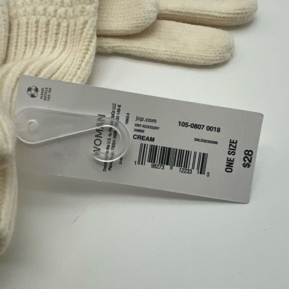 LIZ CLAIBORNE Knit Long Gloves Women’s OS Cream NWT Winter Christmas Warm Soft - Picture 6 of 11